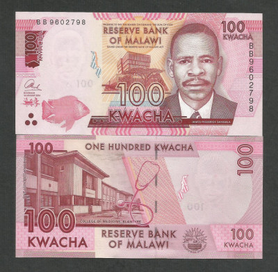 MALAWI 100 KWACHA 2016 UNC [1] P-65b , necirculata foto