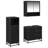 vidaXL Set de mobilier pentru baie 3 pcs Stejar Negru Lemn compozit 3402473