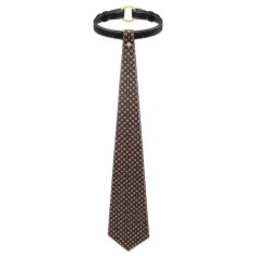 Choker LOVETOY Rebellion Tie Collar, lesă BDSM din piele artificială, cu cravată, mărime ajustabilă, negru cu maro