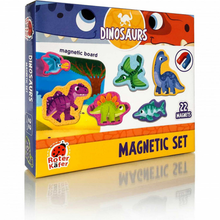 Set magnetic Dinozauri cu Plansa magnetica inclusa, 22 piese Roter Kafer