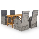 vidaXL Set de masă pentru grădină, 5 piese, gri 3068767