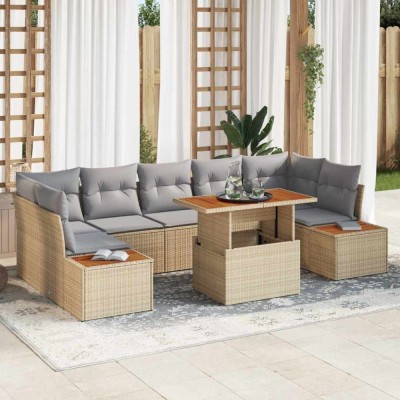 vidaXL Set de masă pentru grădină 8 pcs Bej și gri 100 x 55 x 73 cm 3350047 foto