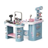 Stand coafor de jucarie, uscator si placa par electrice, oglinda, machiaj, multiple rafturi