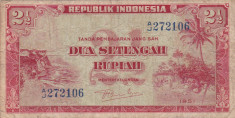 INDONESIA INDONEZIA 2 1/2 RUPIAH 1951 VF foto