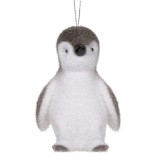 Ornament Brad Crăciun, Pinguin, Spumă, Culoare Gri, Dimensiune 8 cm, Oem