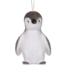 Ornament Brad Crăciun, Pinguin, Spumă, Culoare Gri, Dimensiune 8 cm