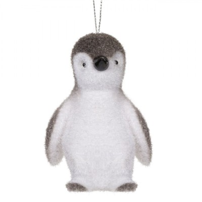 Ornament Brad Crăciun, Pinguin, Spumă, Culoare Gri, Dimensiune 8 cm foto