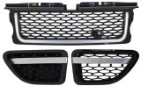 Ansamblu Grila Centrala si Grile Laterale compatibil cu Land Range Rover Sport L320 (2005-2008) Autobiography Look Piano Black Edition RRFGA01BB