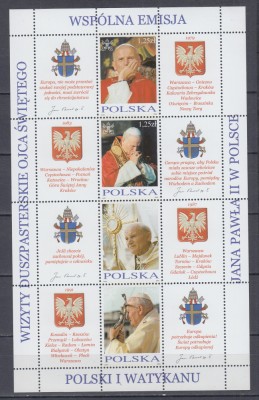 POLONIA 2004 VIZITELE PASTORALAE ALE PAPEI IOAN PAUL II MINICOALA 1979-2004 MNH foto