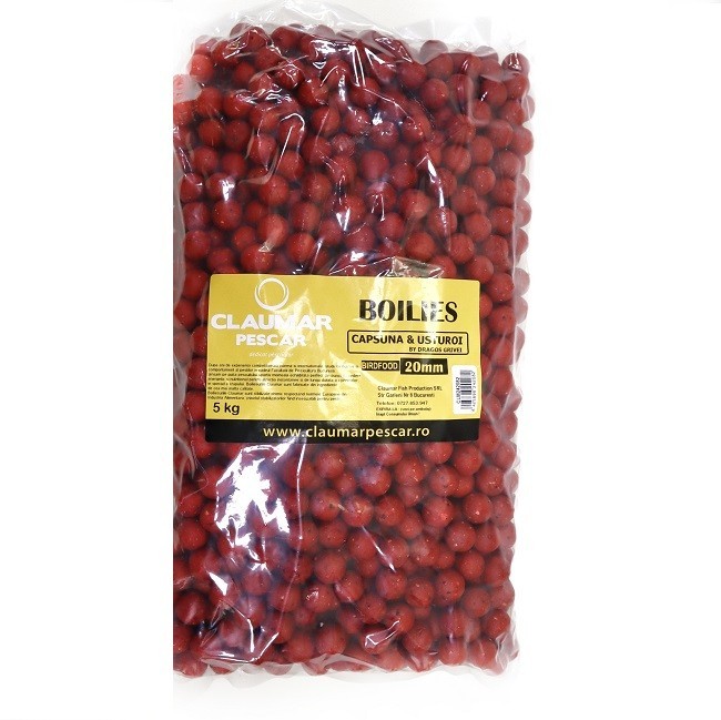 Boilies Claumar Birdfood Tare Capsuna &amp; Usturoi 24mm 5kg PUNGA