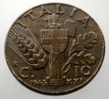 1.907 ITALIA WWII VITTORIO EMANUELE III 10 CENTESIMI 1943 R, Europa, Bronz-Aluminiu