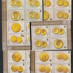 Romania ,monede de aur ,bloc de 4 cu vinieta ,Nr lista 1710/a.