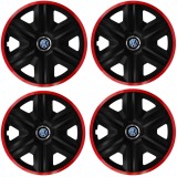 Set 4 Capace Roti pentru Volkswagen, model Fast Black Cu Rama Rosie, R15