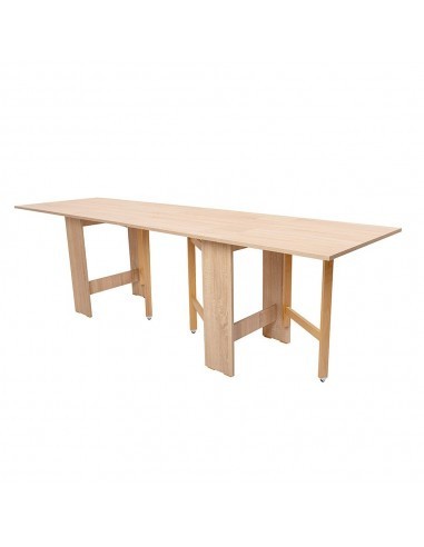 Masa plianta 12 persoane, Pal Melaminat, insertii lemn masiv, sistem cuplare blat, 274x75x78 cm, stejar sonoma