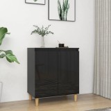 Cumpara ieftin Servantă &amp; picioare lemn masiv negru extralucios 60x35x70cm PAL