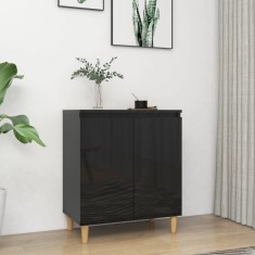 Servantă &amp;amp; picioare lemn masiv negru extralucios 60x35x70cm PAL foto