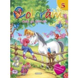 Coloram 5: Cai si ponei (Contine abtibilduri) - Editura Girasol