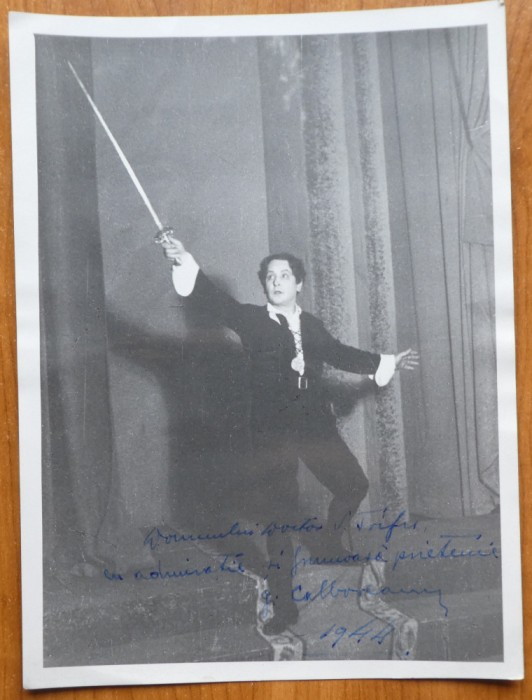 Fotografie mare cu dedicatia olografa a lui George Calboreanu, 1944