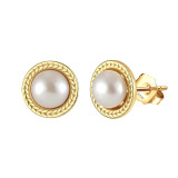 Cercei din argint placat cu aur, cu perle de cultura, Goddess Pearls