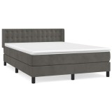 Cumpara ieftin Pat box spring cu saltea, gri inchis, 140x200 cm, catifea