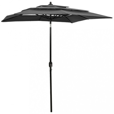 vidaXL Umbrelă de grădină 3 niveluri, st&amp;acirc;lp aluminiu, antracit, 2x2 m 313846 foto
