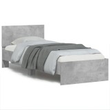Cumpara ieftin Cadru de pat cu tăblie și lumini LED, gri beton, 90x200 cm