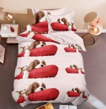 Cumpara ieftin Lenjerie De Pat 3D - Chloe Xu028, Bumbac, 4 Piese, Fara Elastic, Imprimeu, Roz