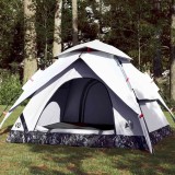 VidaXL Cort de camping 4 persoane, alb opac, setare rapidă, țesătură