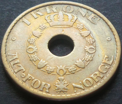 Moneda istorica 1 COROANA - NORVEGIA, anul 1925 *cod 3392 foto