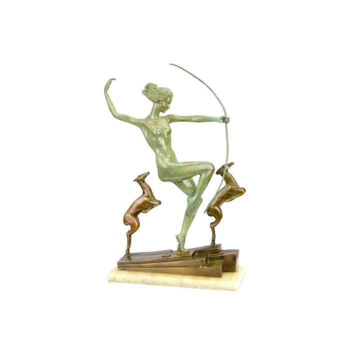 Zeita Diana si cainii de vanatoare- statueta din bronz DC-38