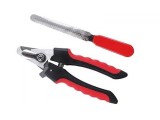 Cumpara ieftin Set cleste si pila de unghii pentru animale de companie, lungime 16 cm, otel plastic, negru rosu