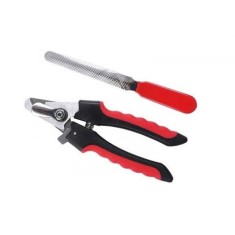 Set cleste si pila de unghii pentru animale de companie, lungime 16 cm, otel plastic, negru rosu