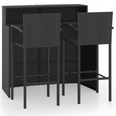 vidaXL Set mobilier bar de grădină, 3 piese, negru