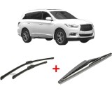 Cumpara ieftin Set 3 stergatoare INFINITI QX60 din 2012, pentru parbriz si luneta fata si spate auto, Bosch Twin, din cauciuc siliconat rezistent, INFINITI