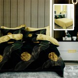 Lenjerie pat dublu,bumbac finet,6 piese,cearceaf normal 220x240cm, cearceaf pilota 200x220cm, 2 fete de perna 50x70, 2 fete de perna 70x70-M337
