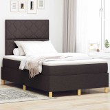 Cumpara ieftin Pat cu arc LED cu headboard Maro inchis 120 x 200 cm tesatura