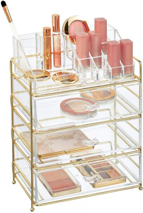 Semn Plastic Cosmetic Storage Organizer Stație cu 2 sertare și 16 divizate