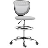 Vinsetto Scaun de birou ergonomic din plasă, scaun de desen, &icirc;nălțime și picior de odihnă reglabil, 59 x 59 x 106-126 cm, gri | Aosom Romania