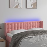 VidaXL Tăblie de pat cu LED, roz, 147x16x78/88 cm, catifea