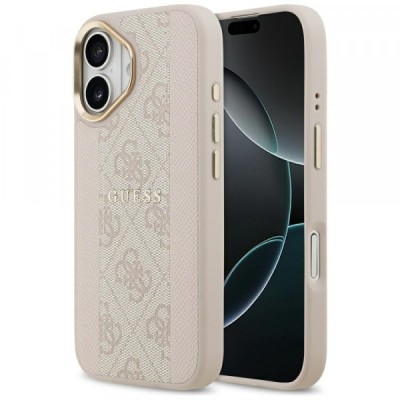 Husa MagSafe pentru Apple iPhone 17, Guess, 4G Stripe, Roz foto