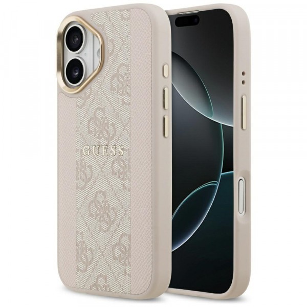 Husa MagSafe pentru Apple iPhone 17, Guess, 4G Stripe, Roz