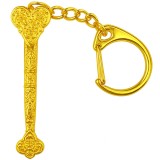 Breloc Ru Yi sceptrul puterii, amuletă feng shui pentru amplificarea autorității și funcțiilor de conducere, metal auriu 9.5 cm