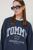 Cumpara ieftin Tommy Jeans hanorac de bumbac femei, culoarea bleumarin, cu imprimeu DW0DW18144