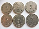 GERMANIA IMPERIU - Lot 6 monede 5 Pfennig (KM# 11) diversi ani (intre 1894 si 1914) (306), Europa, Cupru-Nichel