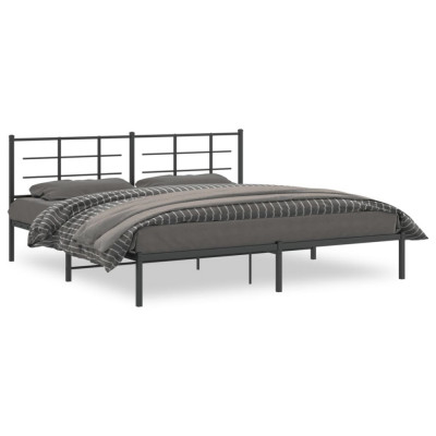 vidaXL Cadru de pat metalic cu tăblie, negru, 193x203 cm foto