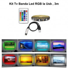 Kit Tv Banda Led RGB la Usb , 3m foto
