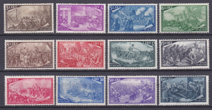 DB1 Italia 1948 Aniversare 100 Ani de la Revolutie 12 v. MLH cu urme de sarniera