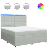 Cumpara ieftin Pat box spring cu saltea, gri deschis, 180x200 cm, catifea