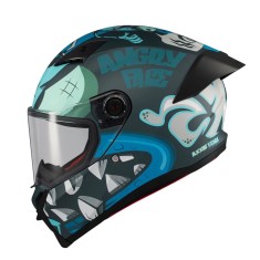 Casca integrala pentru scuter - motocicleta Axxis Fenix Angry Face C7 albastru mat &ndash; tip viziera: MT-V-31B &ndash; DKS429 XS (53/54cm)