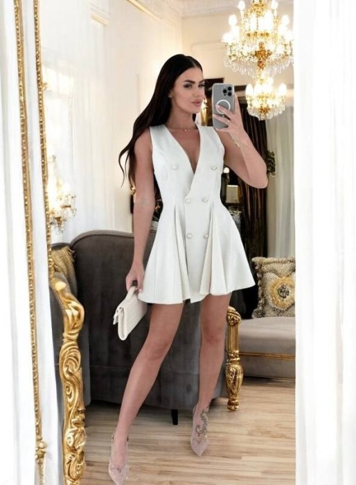 Rochie Tip Sarafan cu Nasturi Aurii
